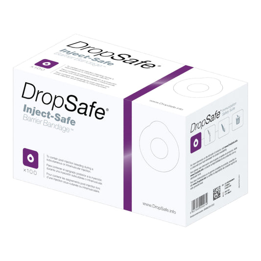 Pre-Injection Adhesive Strip DropSafe® Film / Foam White 1-3/8 Inch Diameter Sterile 6070