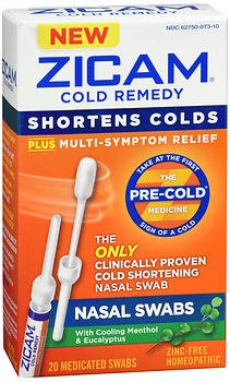 Emerson Healthcare Zicam Cold Remedy Medicated Nasal Swabs 62750007310, Box of 20