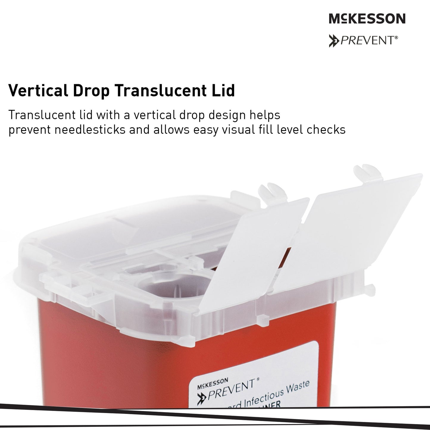 McKesson Prevent® Sharps Container, 1 Quart, 6-1/4 x 4-1/4 x 4-1/4 Inch 065