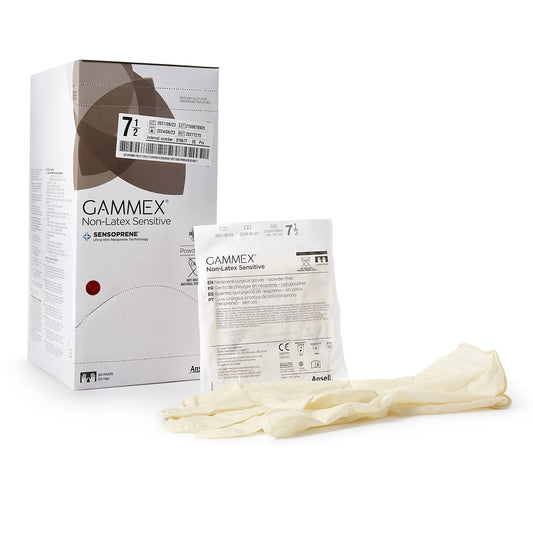 Surgical Glove GAMMEX® Non-Latex Sensitive Size 7.5 Sterile Polychloroprene Standard Cuff Length Micro-Textured Cream Chemo Tested - 20277275
