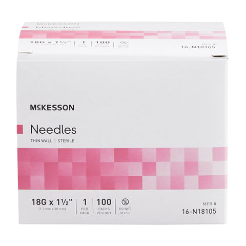 McKesson Hypodermic Needle 18G x 1-1/2" - 16-N18105