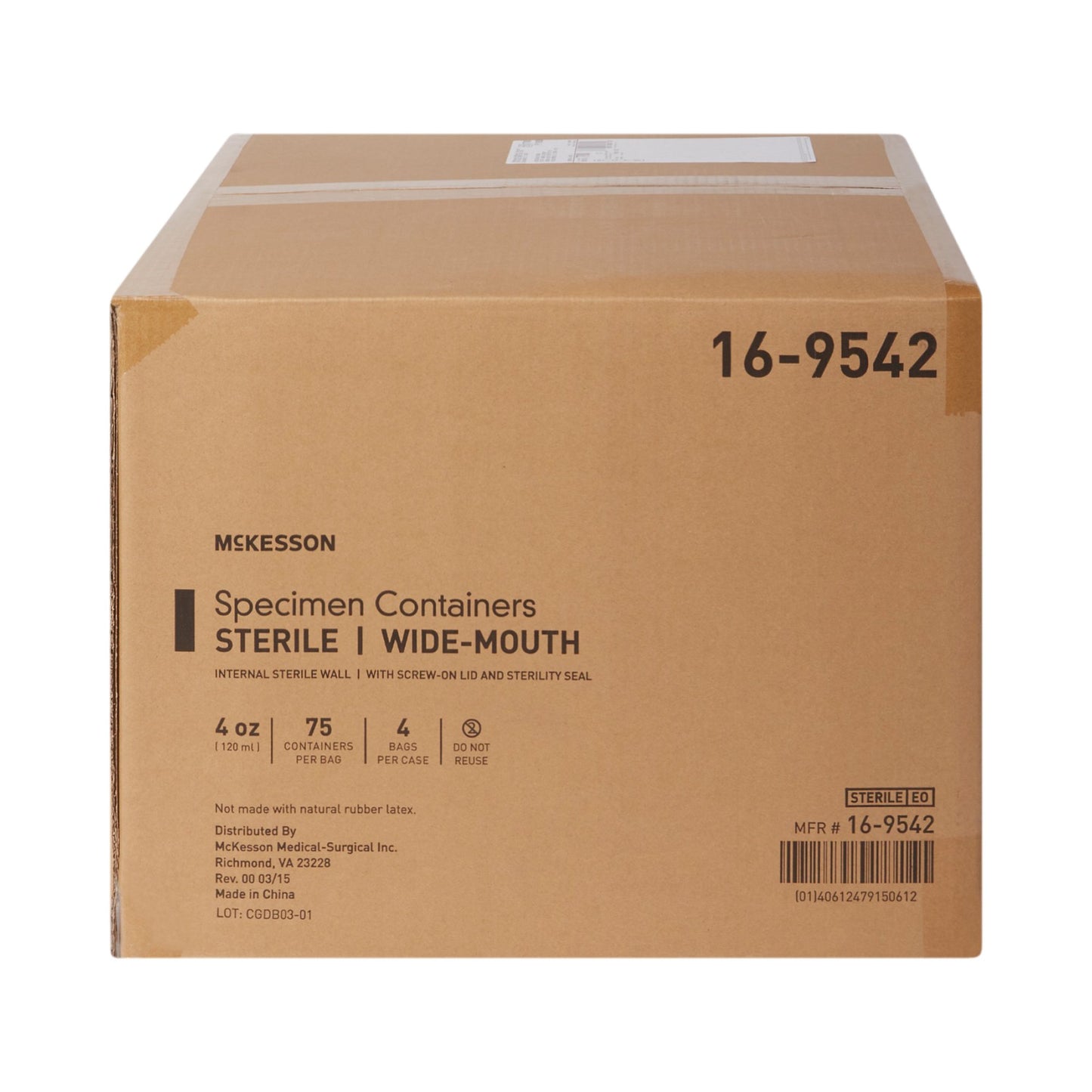 McKesson Specimen Container for Pneumatic Tube Systems, 120 mL 16-9542
