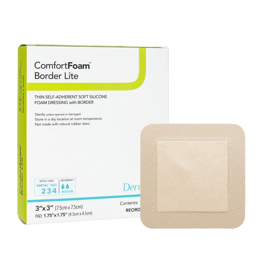 ComfortFoam™ Border Lite Thin Bordered Foam Wound Dressing, 3 x 3 Inch 47330