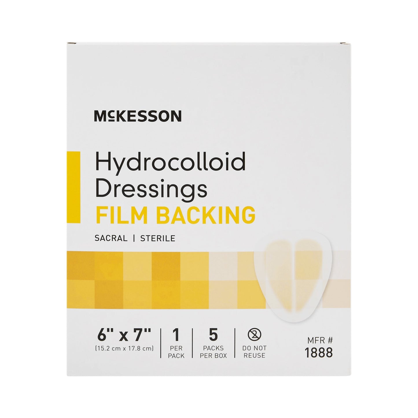 McKesson Hydrocolloid Dressing, 6 x 7 Inch Sacral 1888