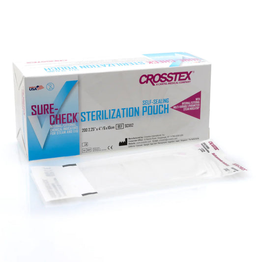 SPS Medical Supply Sure-Check Sterilization Pouch, 2 x 4 Inch SCXX2, Box of 200