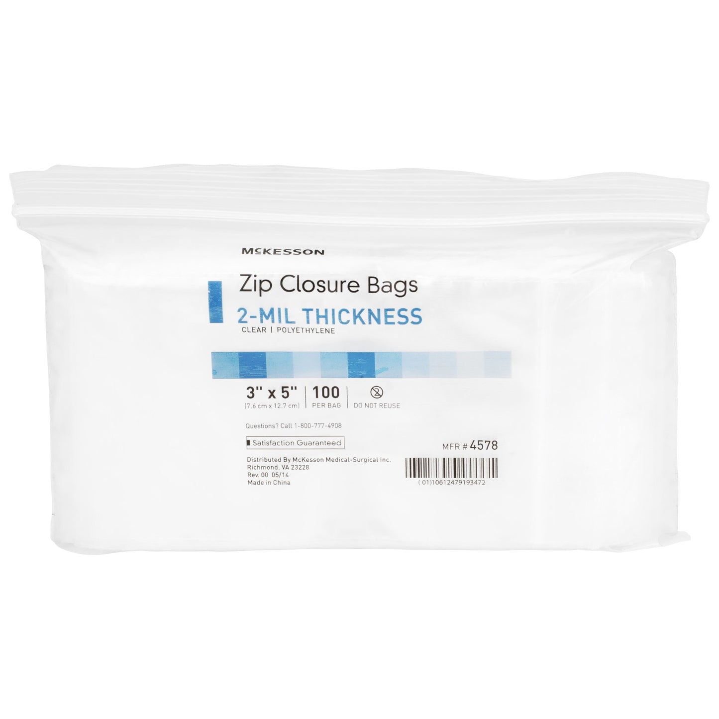 McKesson Zip Closure Bag, 3 x 5 in. 4578