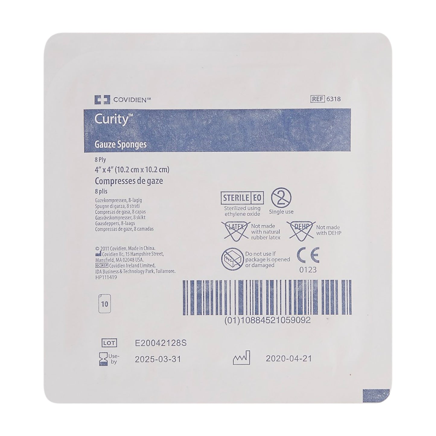 Curity™ Sterile USP Type VII Gauze Sponge, 4 x 4 Inch, 8-Ply 6318-