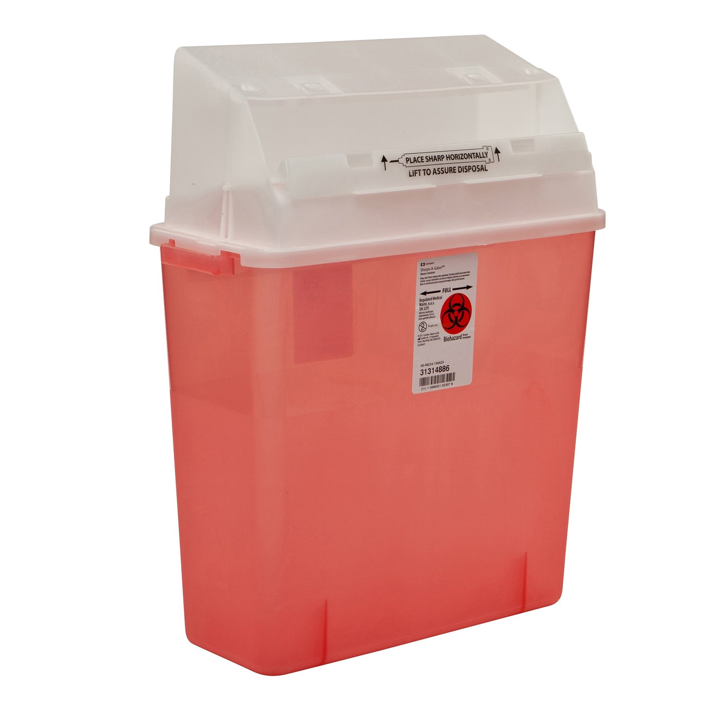 Sharps-A-Gator™ Multi-purpose Sharps Container, 3 Gallon, 20½ x 14 x 6 Inch 31314886