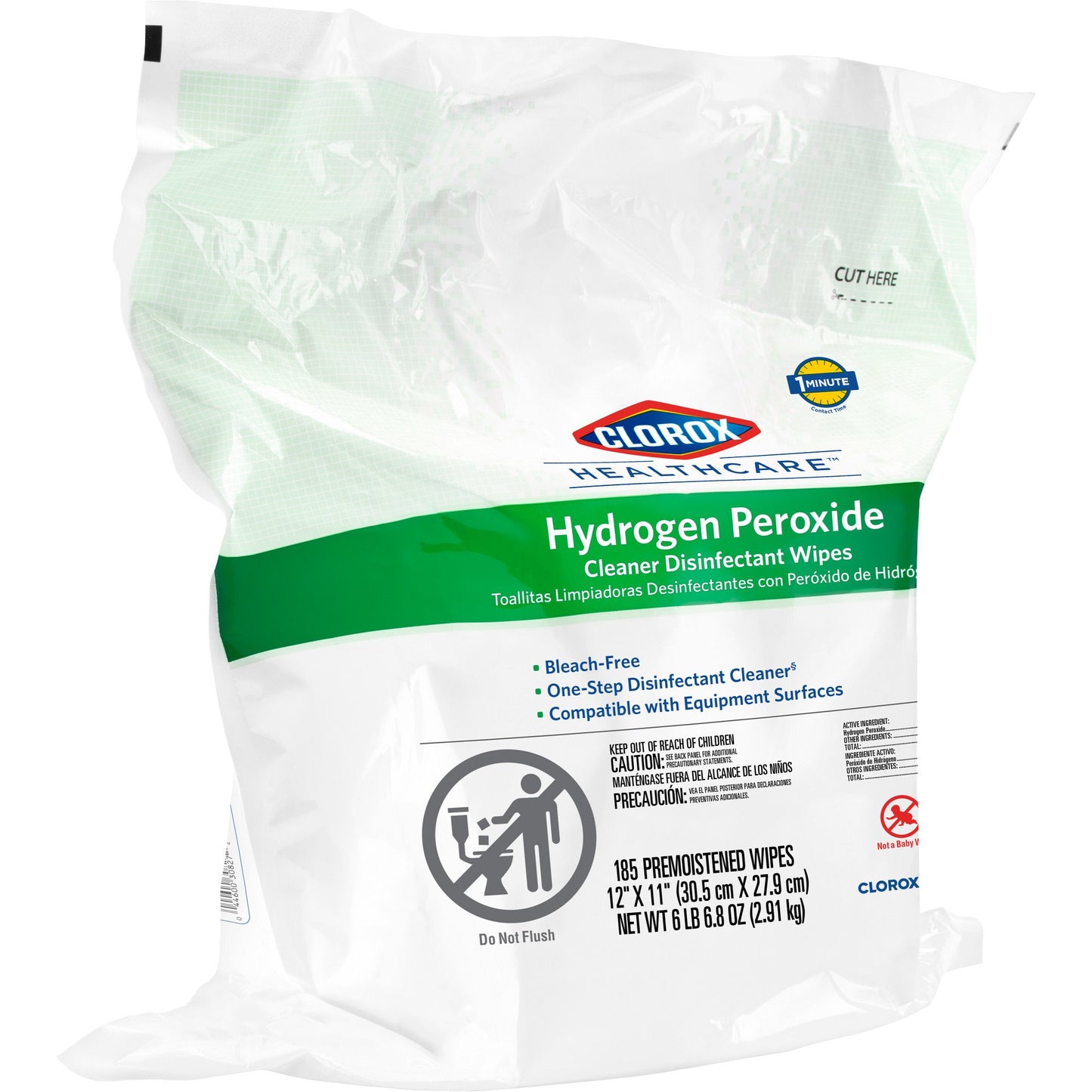 Surface Disinfectant Cleaner Clorox Healthcare® Premoistened Hydrogen Peroxide Based Manual Pull Wipe 185 Count Pouch Unscented NonSterile - 30827