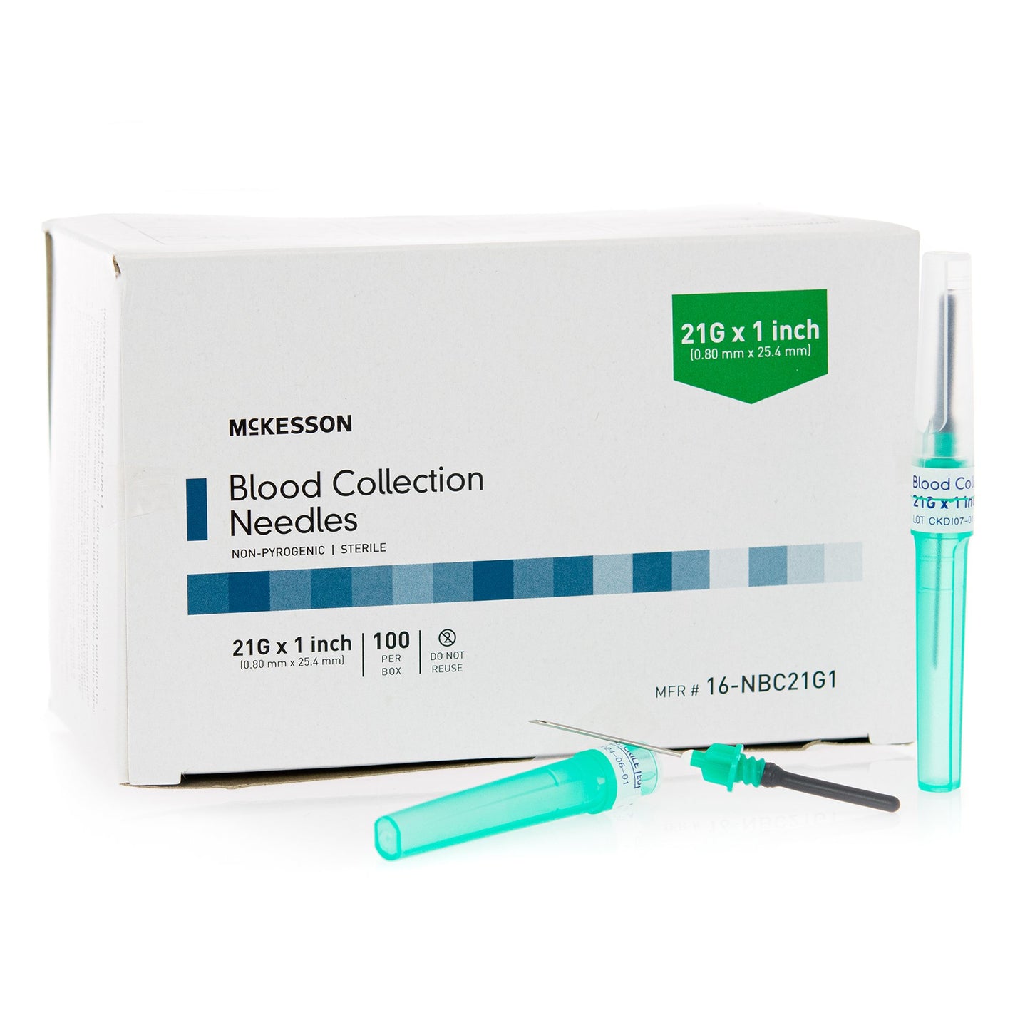 McKesson Blood Collection Needle 21 Gauge 1 Inch Needle Length Conventional Needle Without Tubing Sterile - 16-NBC21G1