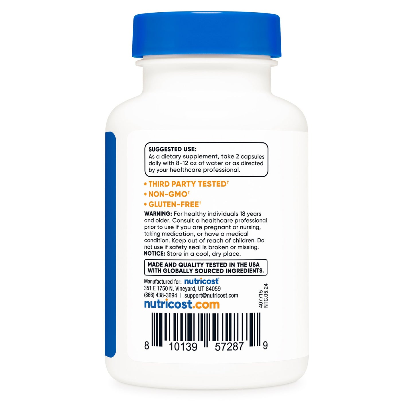 Dietary Supplement nutricost® Berberine 600 mg Strength Capsule 60 Per Bottle NTC171101