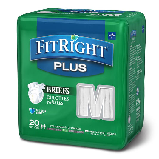 Incontinence Brief FitRight™ Plus Adult Medium Unisex Disposable Moderate Absorbency FITPLUSMD