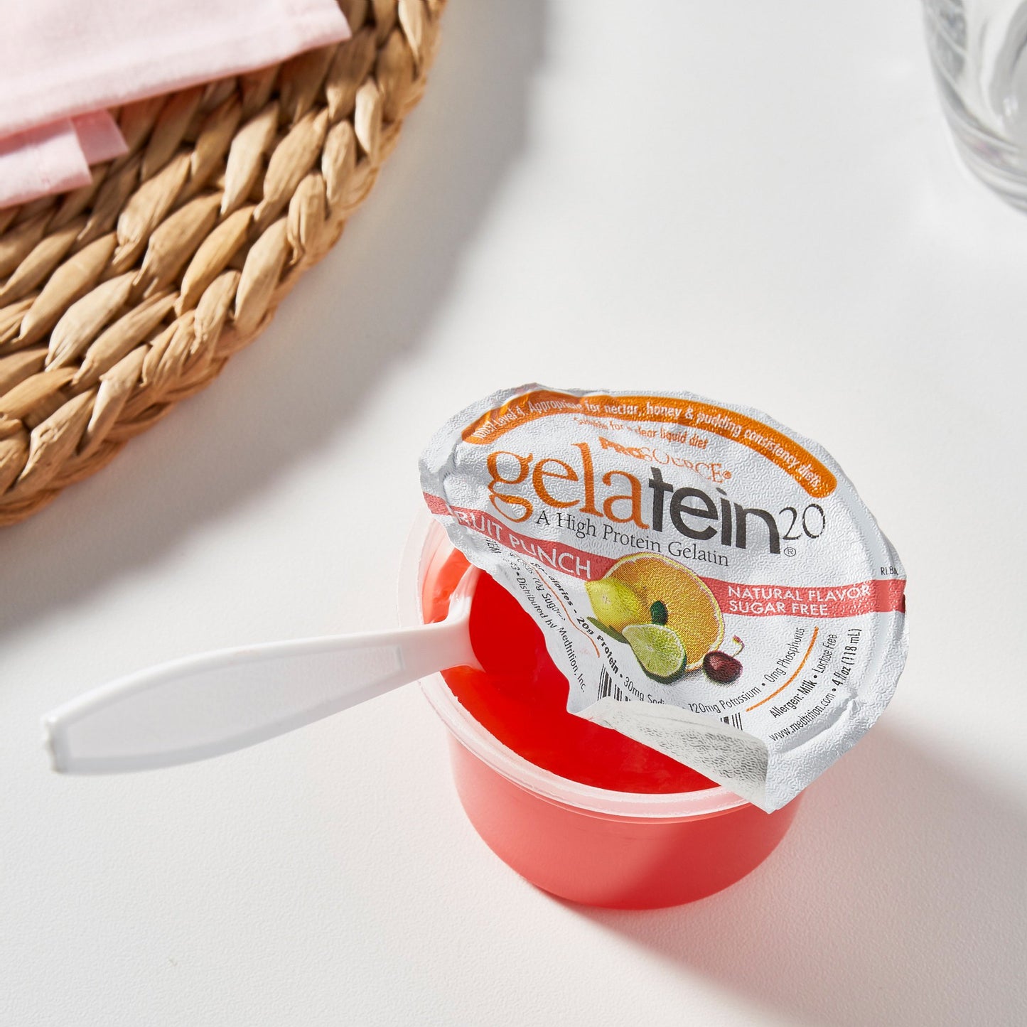 Gelatein® 20 Fruit Punch High Protein Gelatin, 4-ounce cup 11693