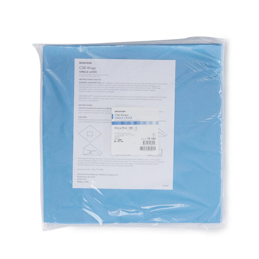 McKesson Sterilization Wrap Blue 15 X 15 Inch Single Layer Cellulose Steam / EO Gas - 18-486