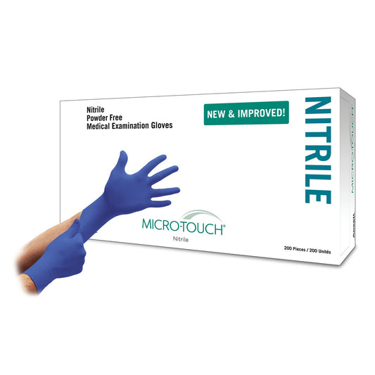 Exam Glove Micro-Touch® Nitrile X-Large NonSterile Nitrile Standard Cuff Length Textured Fingertips Blue Chemo Tested - 6034304