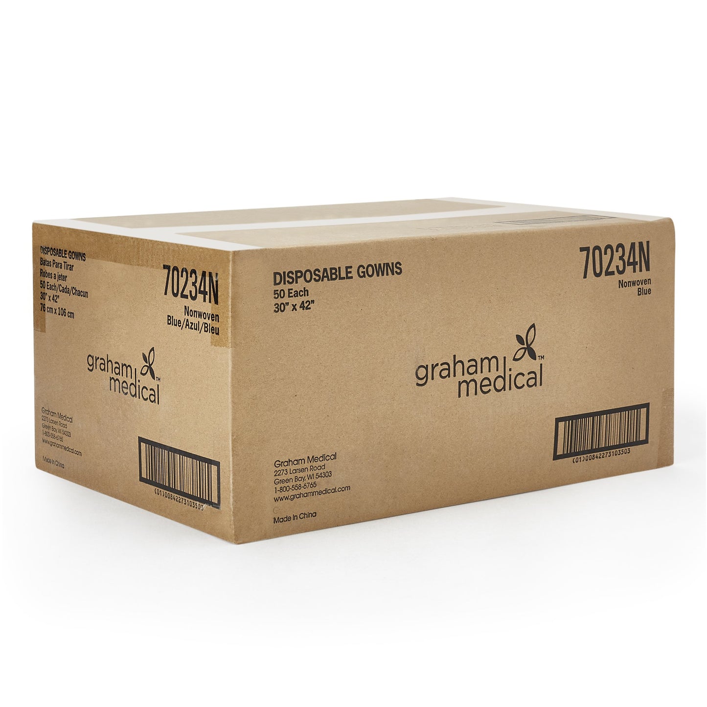 Graham Medical Exam Gown, Medium/Large, Blue 70234N