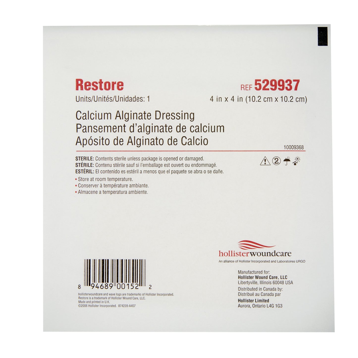 Restore™ Alginate Dressing, 4 x 4 Inch 529937