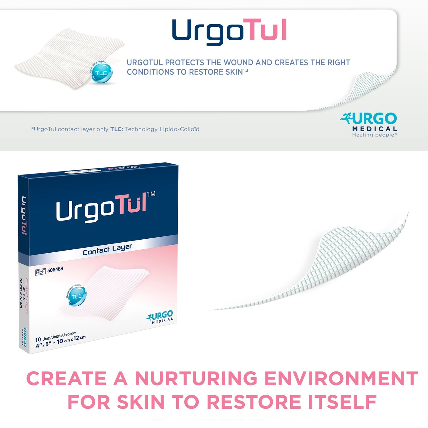 UrgoTul™ Impregnated Contact Layer Dressing, 4 x 5 Inch 506488