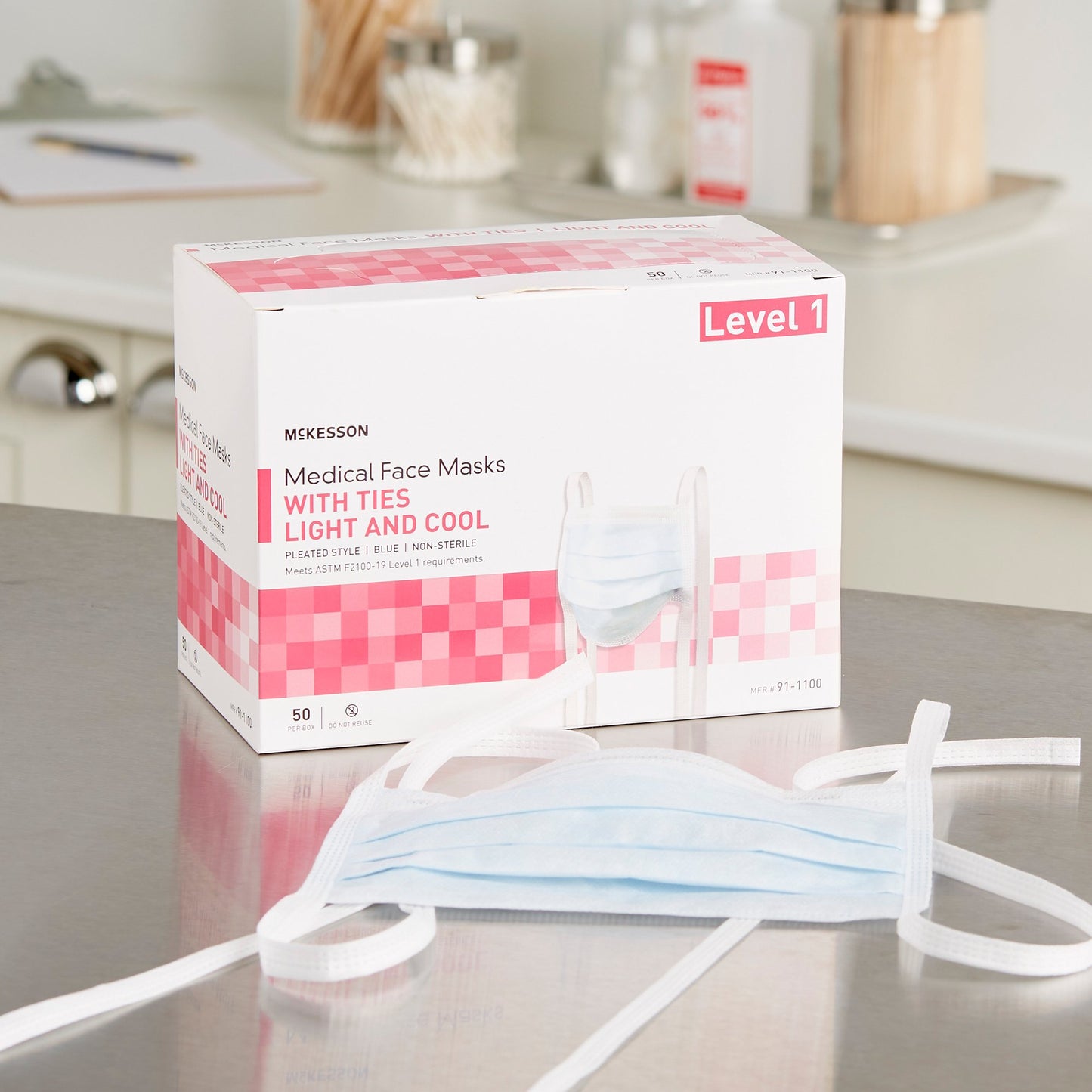 McKesson Classic Style Light & Cool Surgical Mask, Blue 91-1100