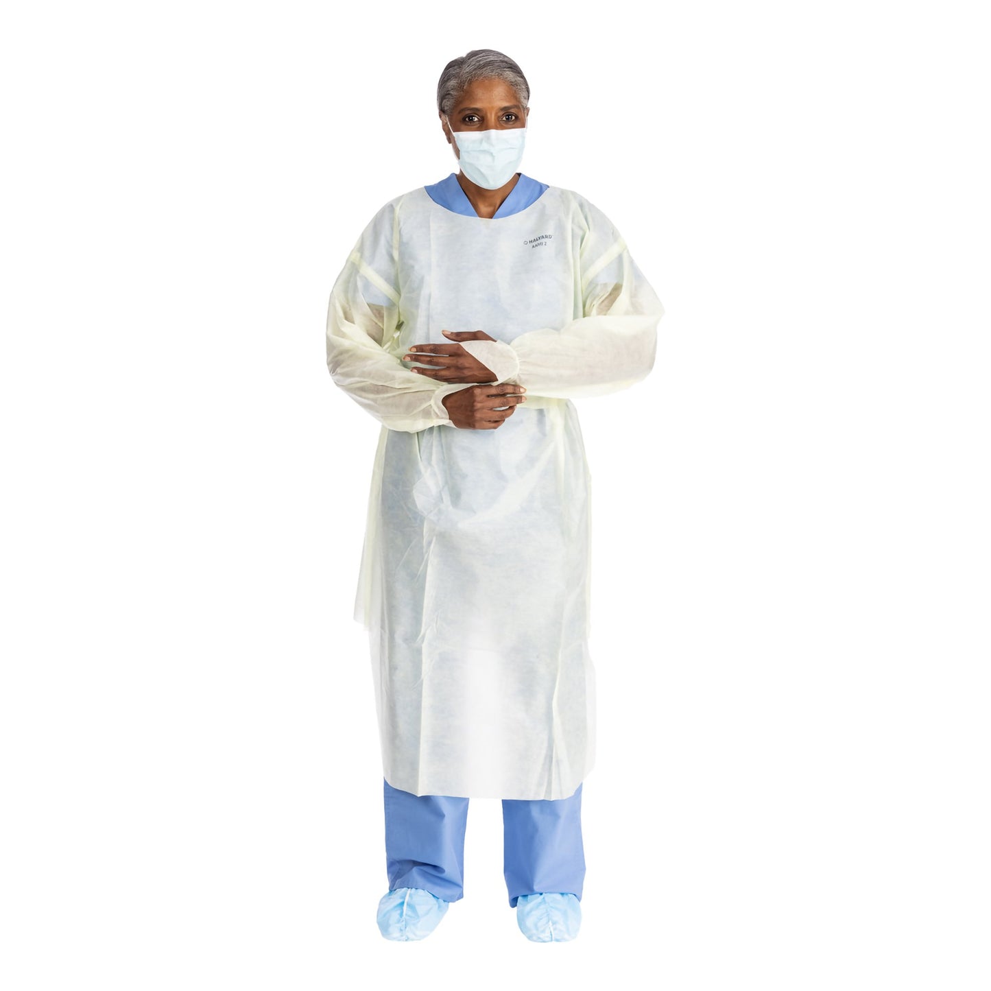 Protective Procedure Gown Halyard Basics Large Yellow NonSterile AAMI Level 2 Disposable 43008