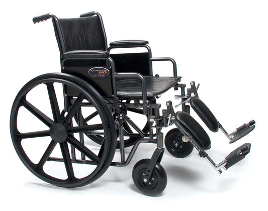 Bariatric Wheelchair Traveler® HD Heavy Duty Dual Axle Full Length Arm Swing-Away Footrest Black Upholstery 24 Inch Seat Width Adult 500 lbs. Weight C
