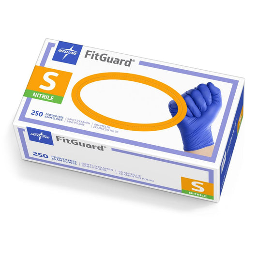 Exam Glove FitGuard™ Small NonSterile Nitrile Standard Cuff Length Textured Fingertips Dark Blue Chemo Tested FG2501