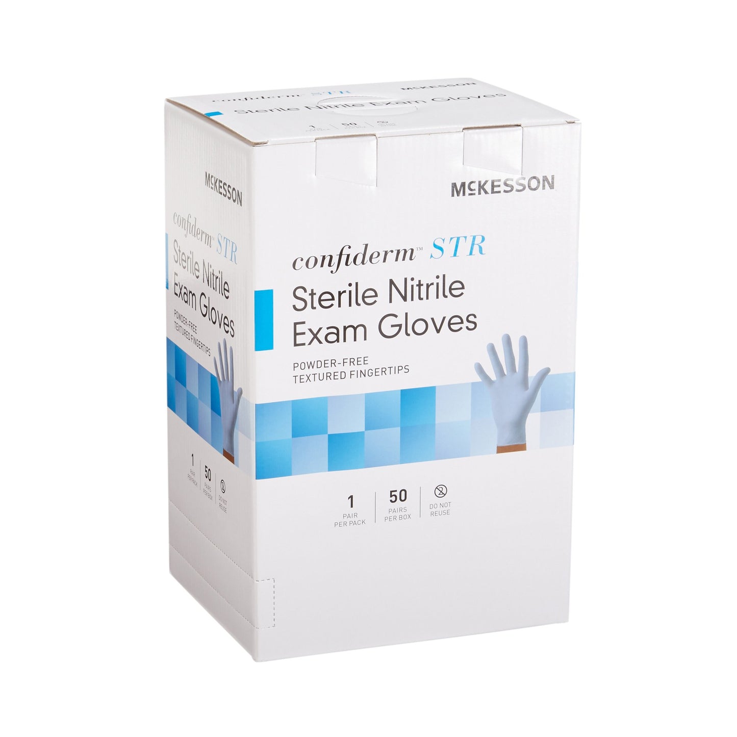 McKesson Confiderm® STR Nitrile Exam Glove, Medium, Blue 14-6NSTR4