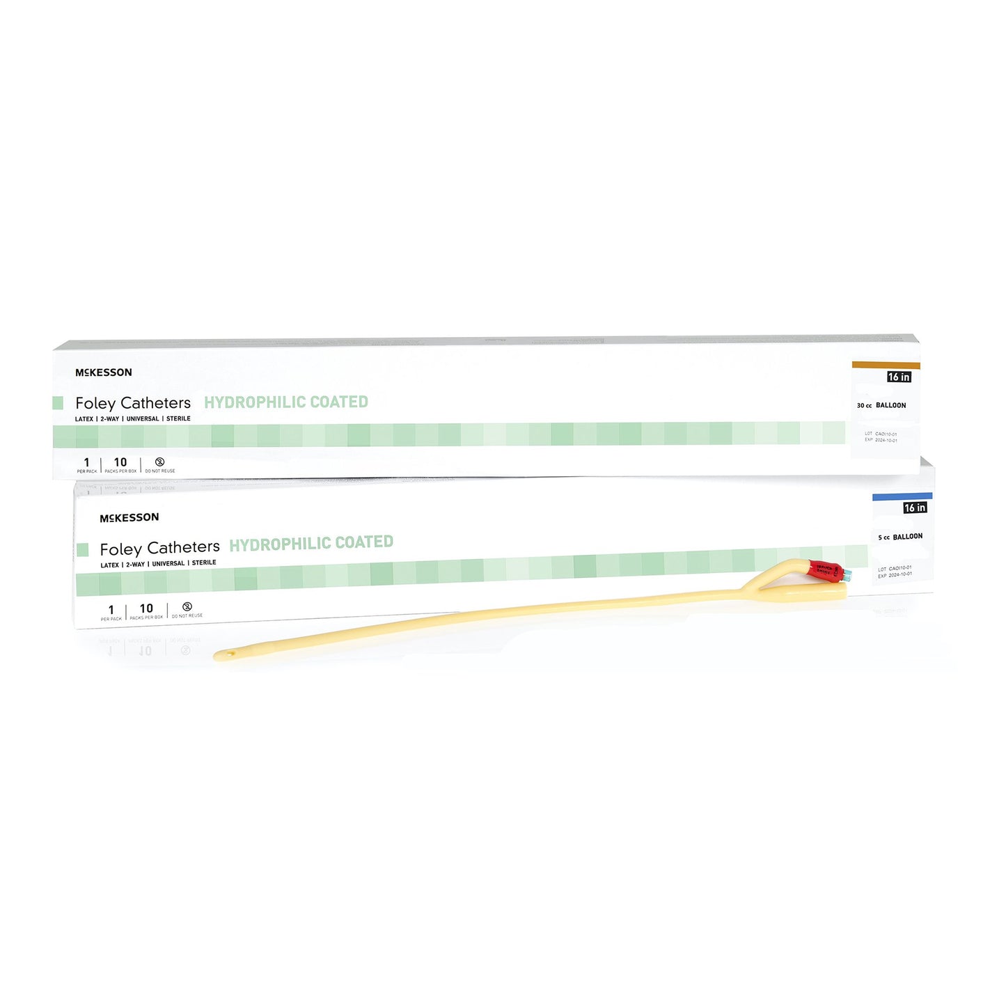 Foley Catheter McKesson 2-Way Coude Tip 5 cc Balloon 24 Fr. Hydrophilic Polymer Coated Latex - 16-LFOL524C