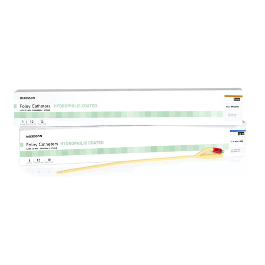 Foley Catheter McKesson 2-Way Coude Tip 5 cc Balloon 24 Fr. Hydrophilic Polymer Coated Latex - 16-LFOL524C