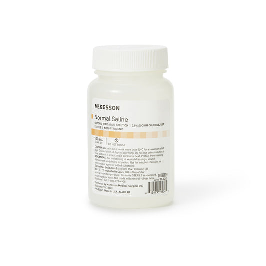 Irrigation Solution - OTC McKesson 0.9% Sodium Chloride Not for Injection Bottle, Screw Top 100 mL - 37-6240