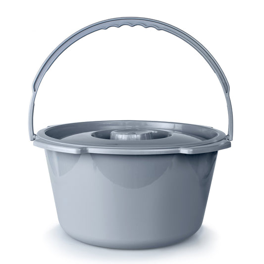 McKesson Commode Bucket With Metal Handle And Cover, 7-1/2 Quart, Gray 146-11106