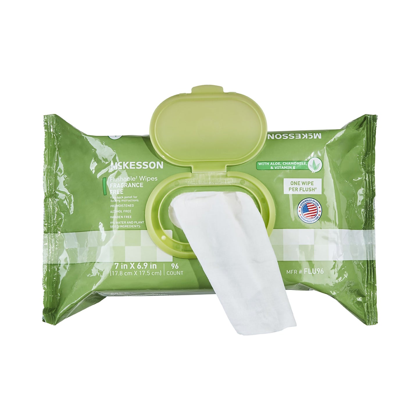 McKesson Flushable* Wet Wipes - Unscented, 96 Wet Wipes per Pack FLU96