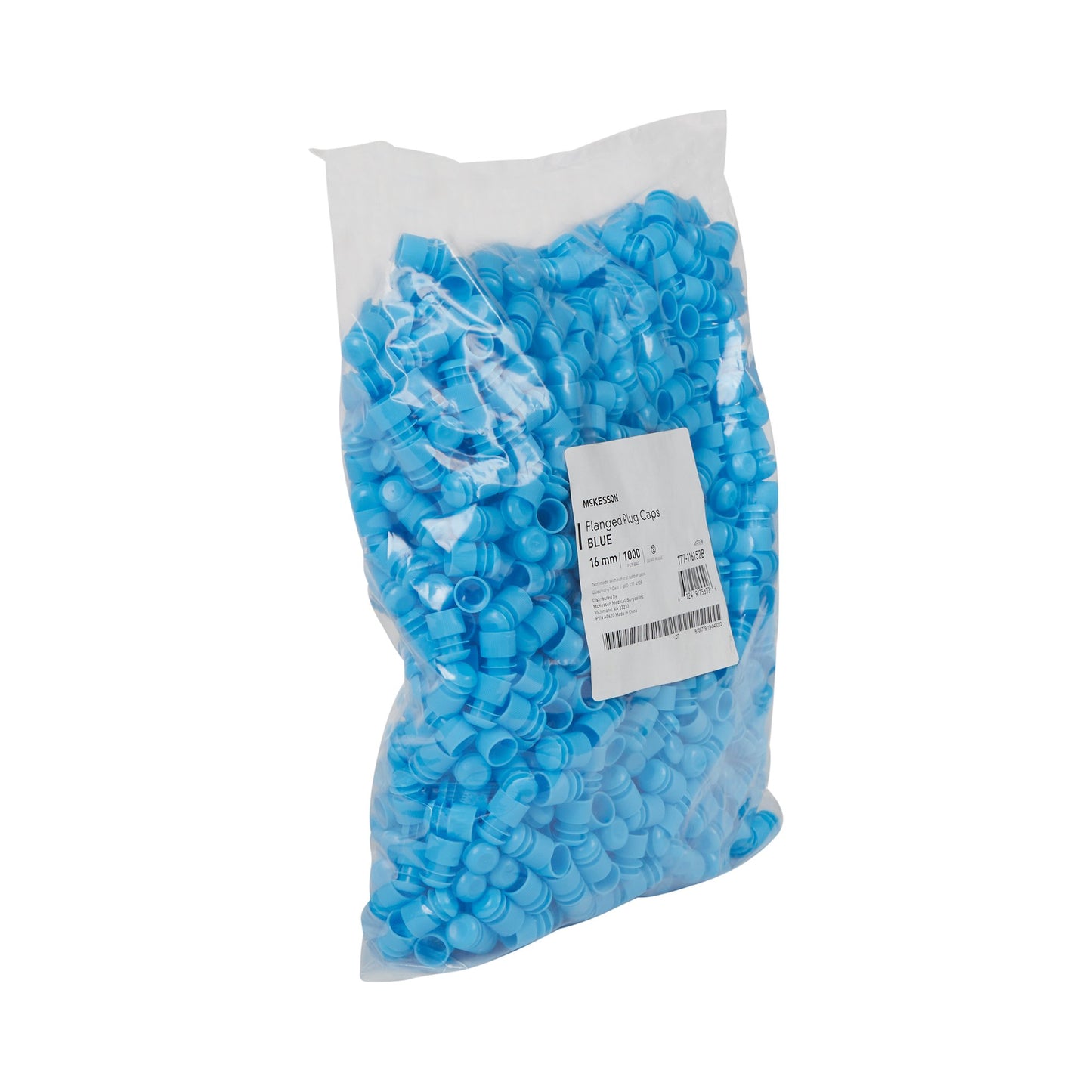 McKesson Tube Closure Flanged Plug Cap Blue Polyethylene 1000 per Bag 177-116152B