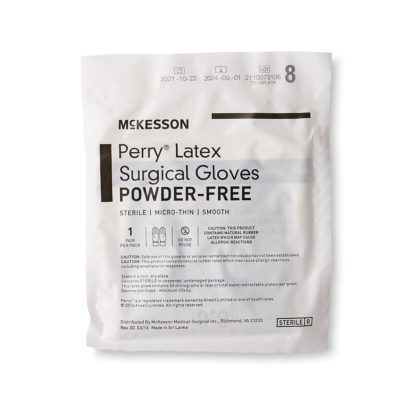 McKesson Perry® Latex Surgical Glove, Size 8, Brown 20-1380N