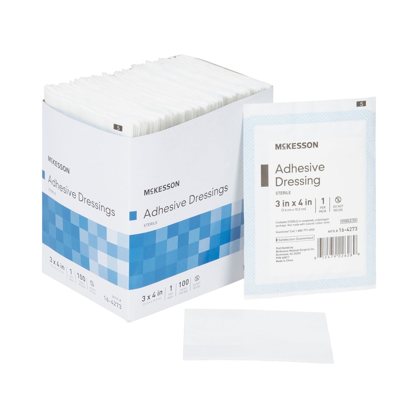 McKesson White Adhesive Dressing, 3 x 4 Inch 16-4273