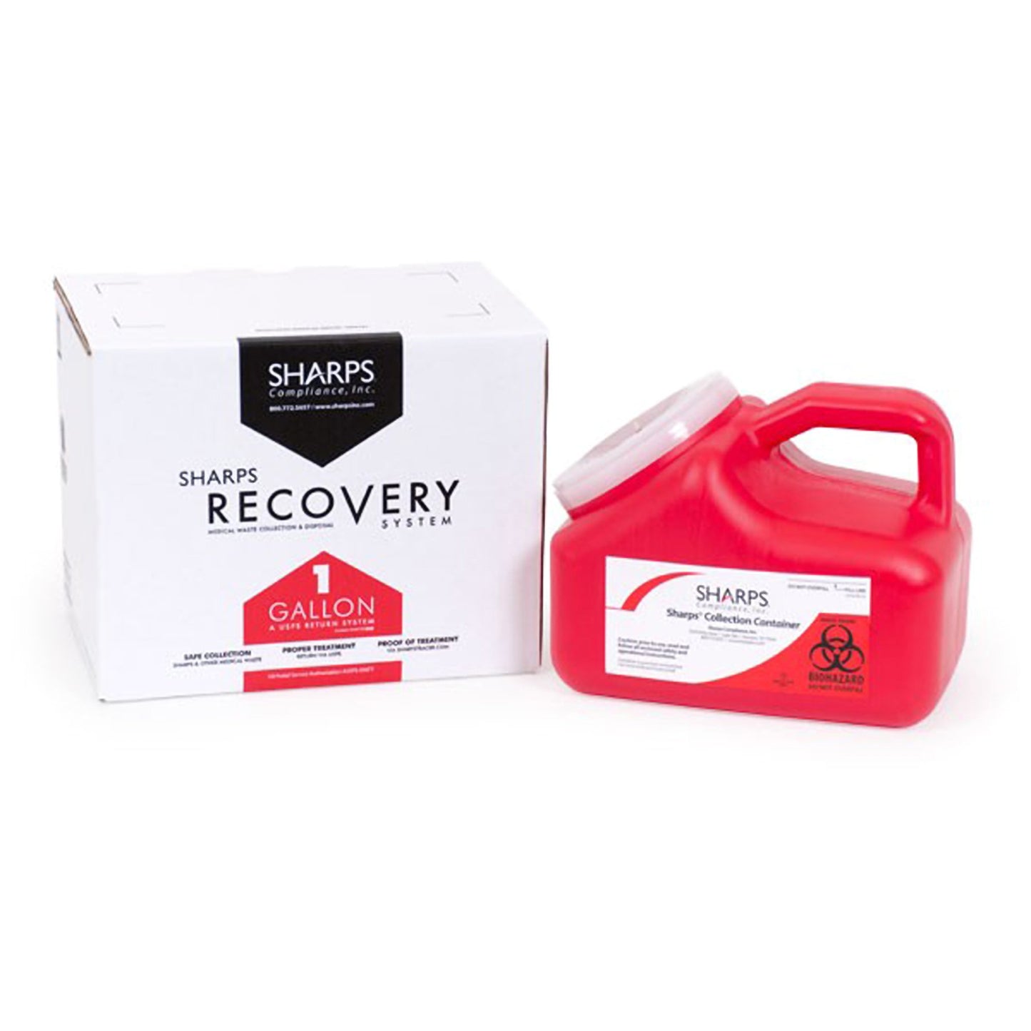 Mailback Sharps Container Mail System® Pro-Tec® Red Base 9 L X 6 W X 7-1/2 H Inch Vertical Entry 1 Gallon - 11000-018