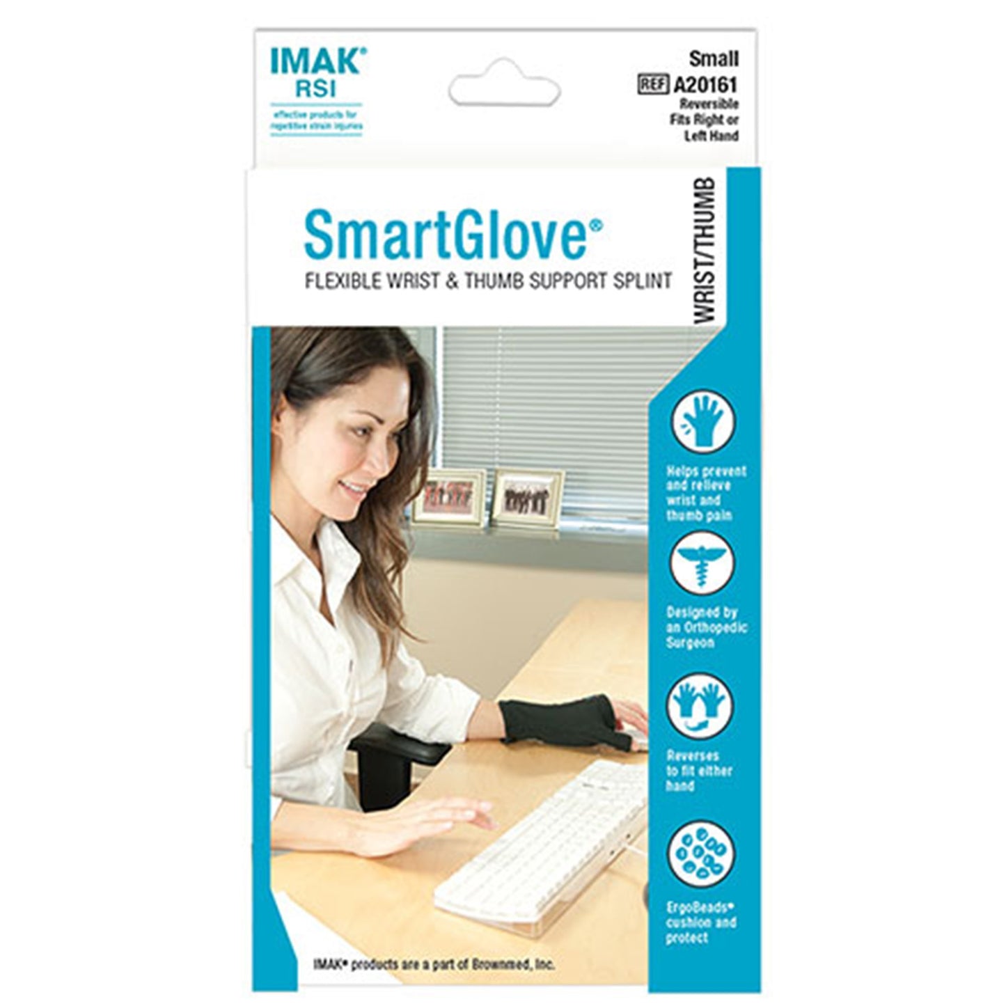 Wrist / Hand Support IMAK® RSI SmartGlove® with Thumb Support Cotton / Spandex Left or Right Hand Black Large - A20163
