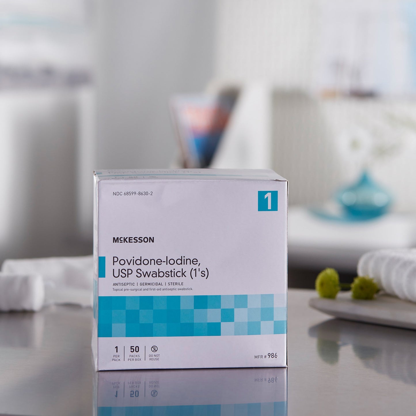 McKesson Impregnated Swabstick, 10% Strength, Povidone Iodine, Individual Packet 986