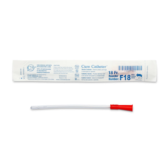 Urethral Catheter Cure Catheter® Straight Tip Uncoated PVC 18 Fr. 6 Inch - F18