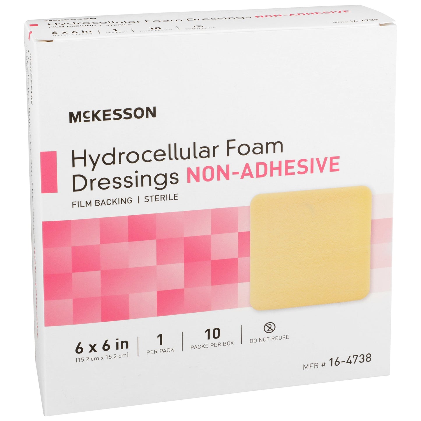 McKesson Nonadhesive without Border Foam Dressing, 6 x 6 Inch 16-4738