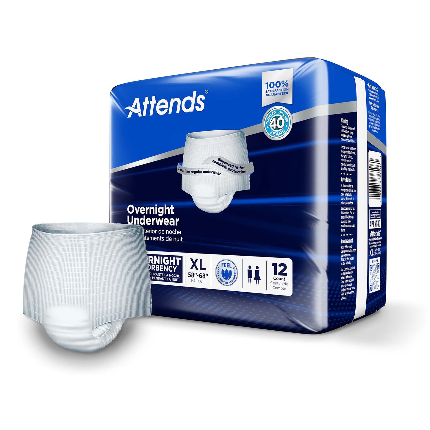 Attends® Overnight Underwear with Extended Wear Protection, X-Large APPNT40