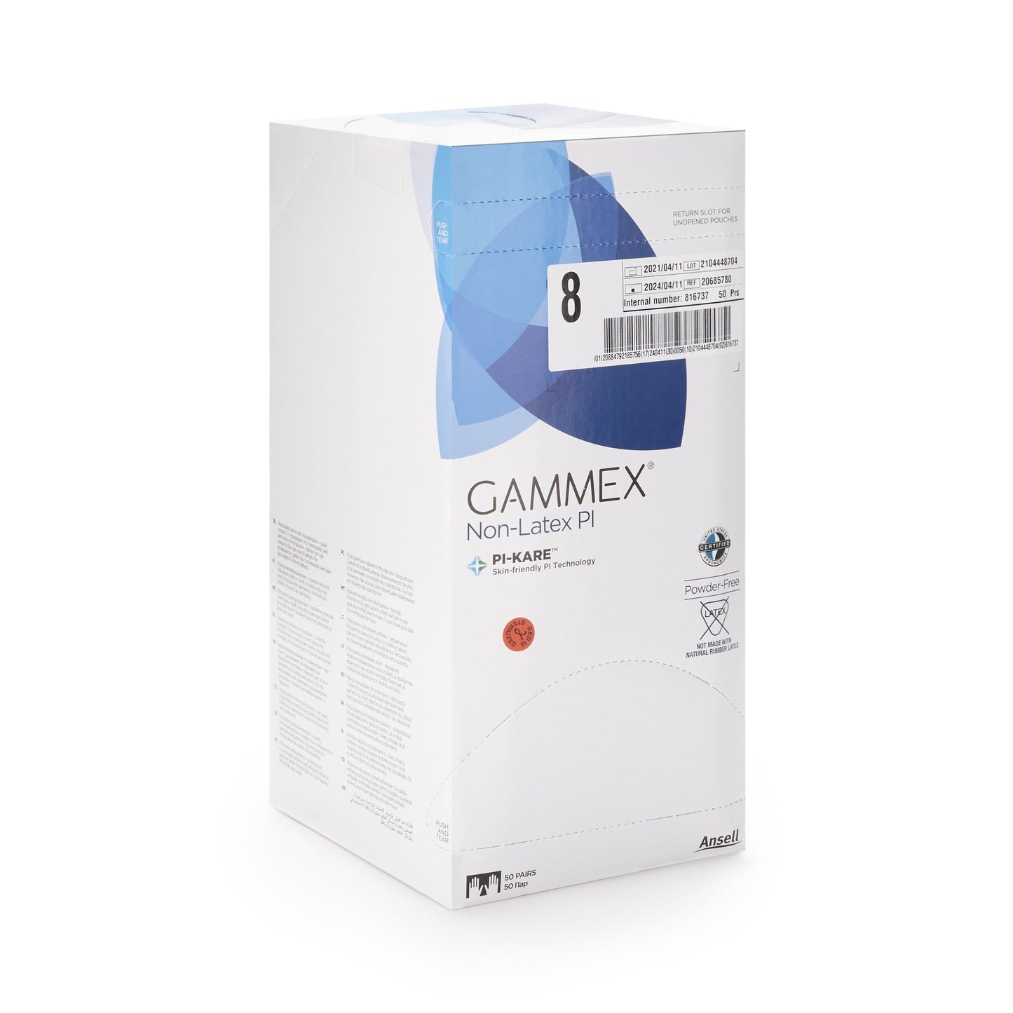 Gammex® Non-Latex PI Polyisoprene Surgical Glove, Size 8, White 20685780