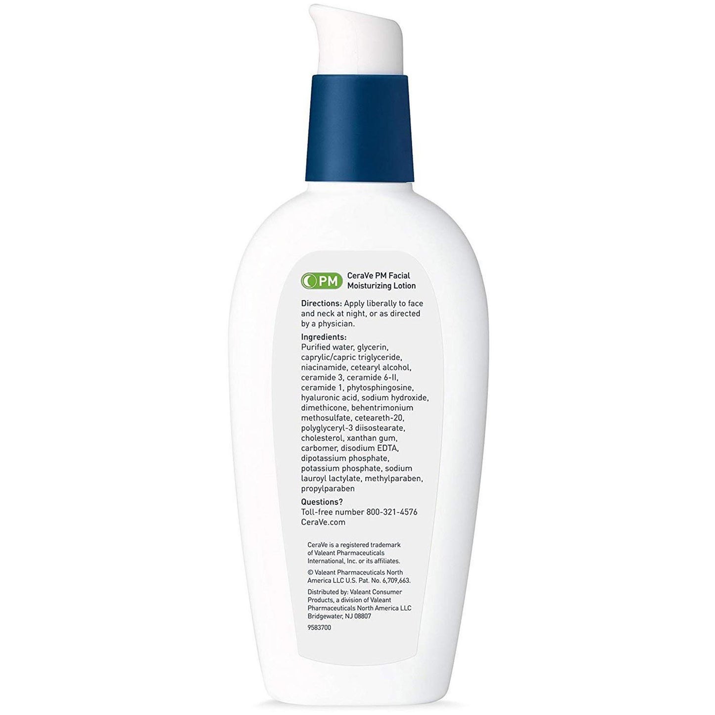 Facial Moisturizer CeraVe® PM 3 oz. Pump Bottle Unscented Lotion 60600053745