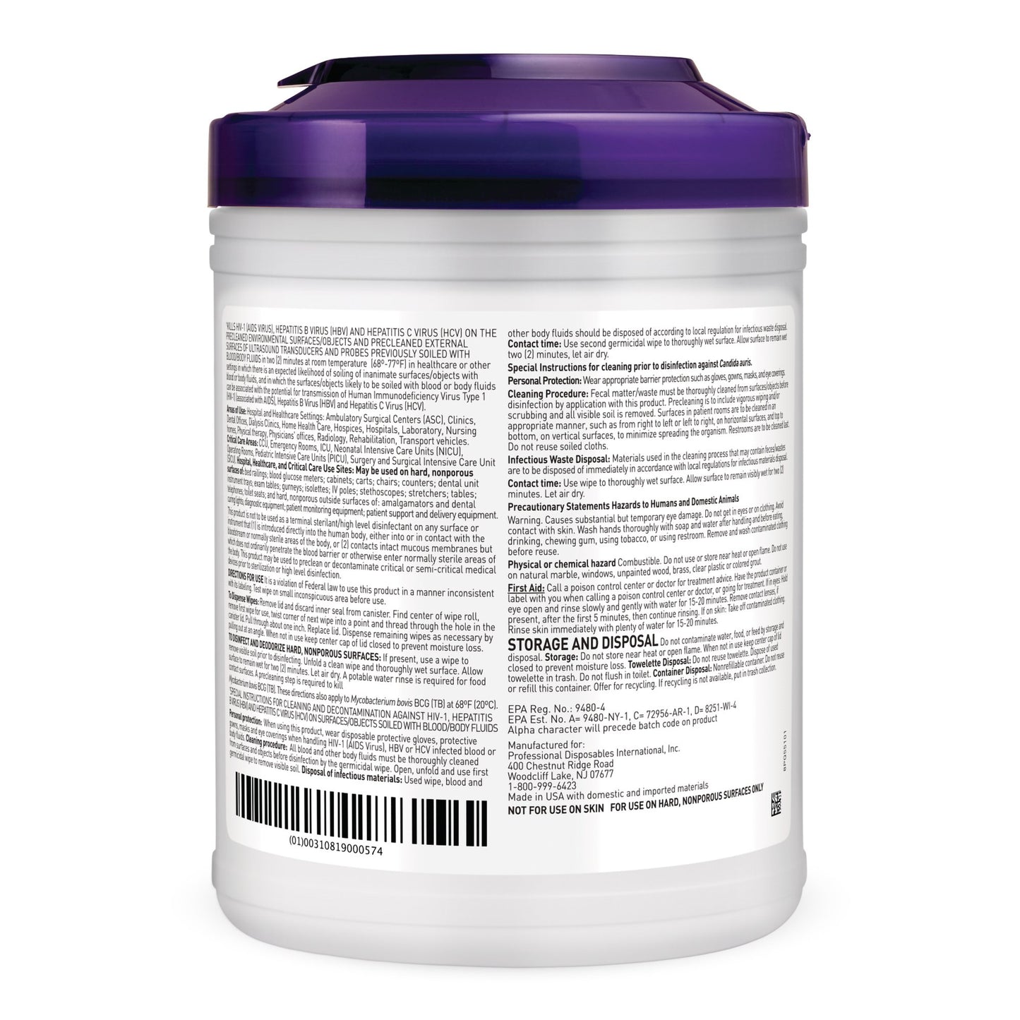 Super Sani-Cloth® Large Germicidal Disinfectant Wipes, Canister, 160 ct. Q55172
