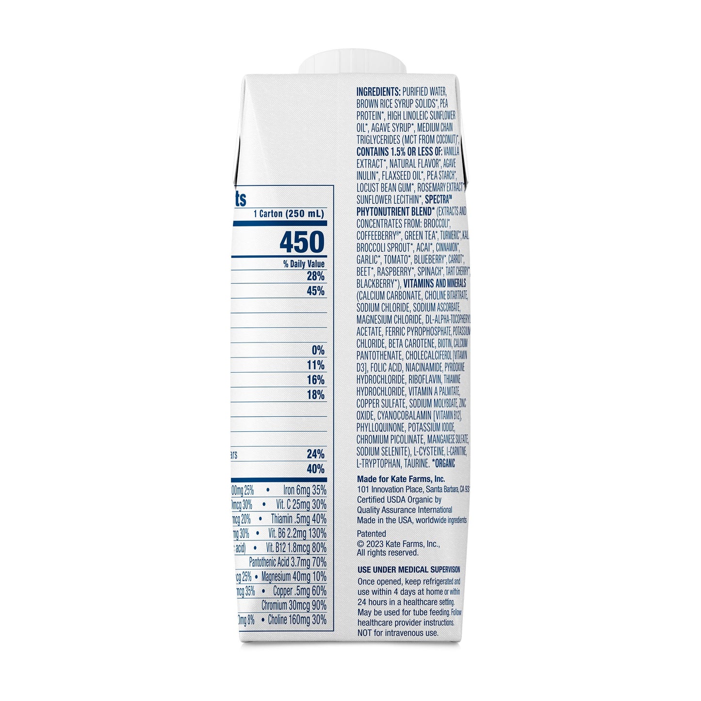 Kate Farms® Renal Support 1.8 Vanilla Nutrition Shake, 8.45-ounce carton 811112030652