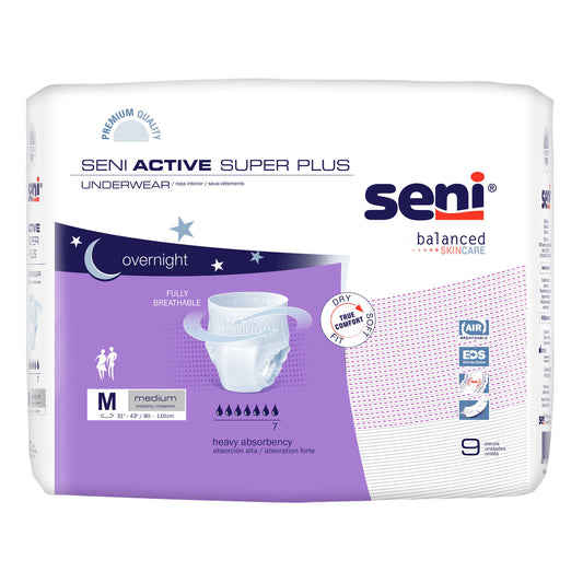 Unisex Adult Absorbent Underwear Seni® Active Super Plus Pull On with Tear Away Seams Medium Disposable Heavy Absorbency - S-ME09-AP1