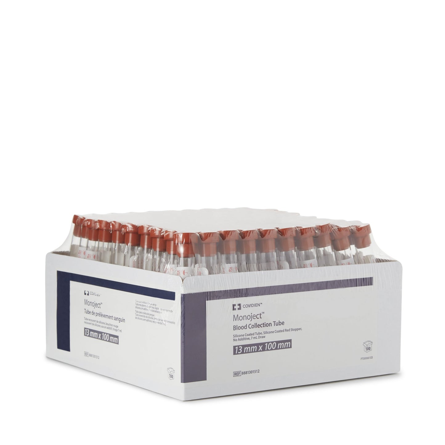 Monoject™ Venous Blood Collection Tube Serum Tube Plain 13 X 100 mm 7 mL Red Conventional Closure Glass Tube 8881301512