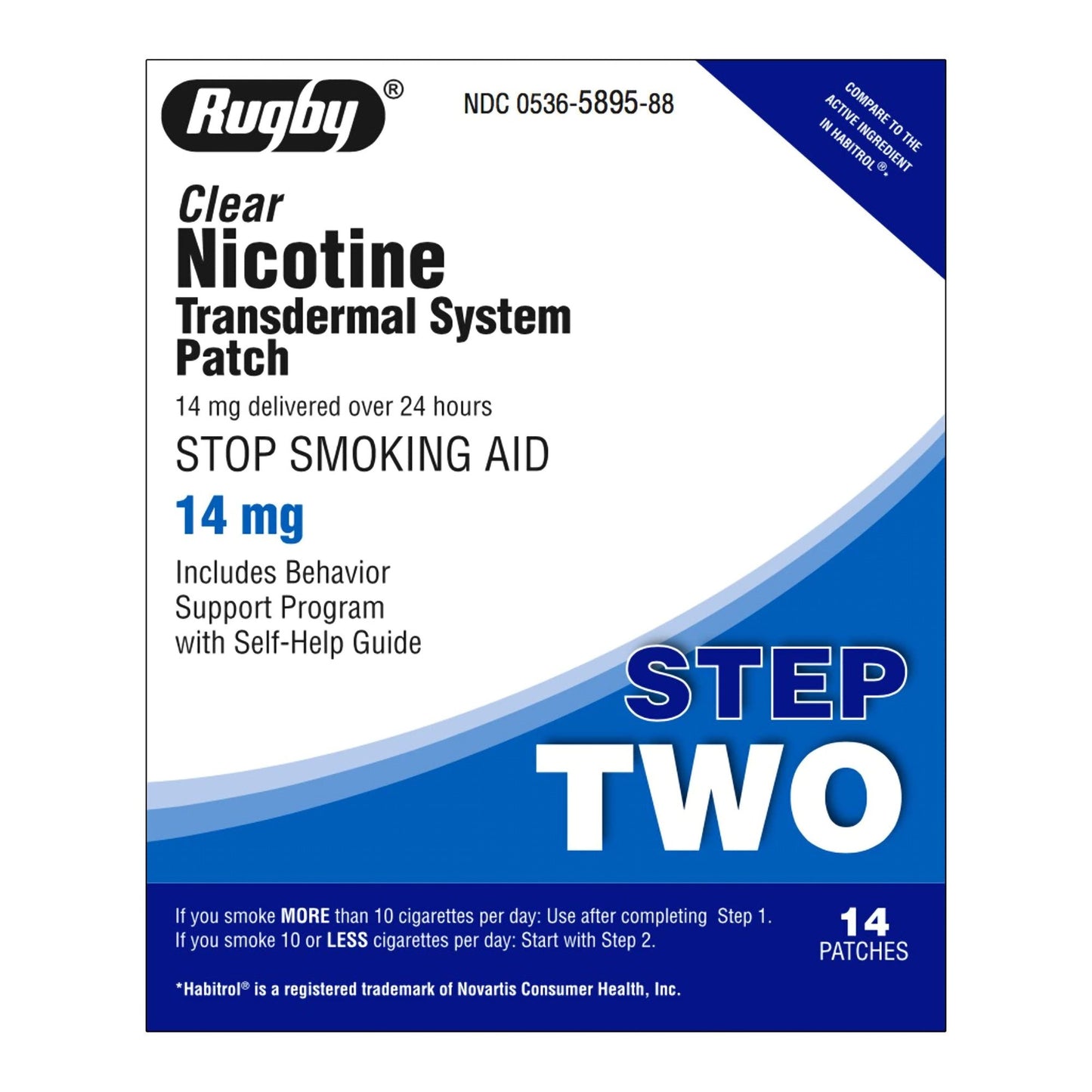 Rugby® Clear Nicotine Transdermal System Patch Stop Smoking Aid, 14 mg 00536589588