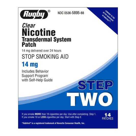 Rugby® Clear Nicotine Transdermal System Patch Stop Smoking Aid, 14 mg 00536589588