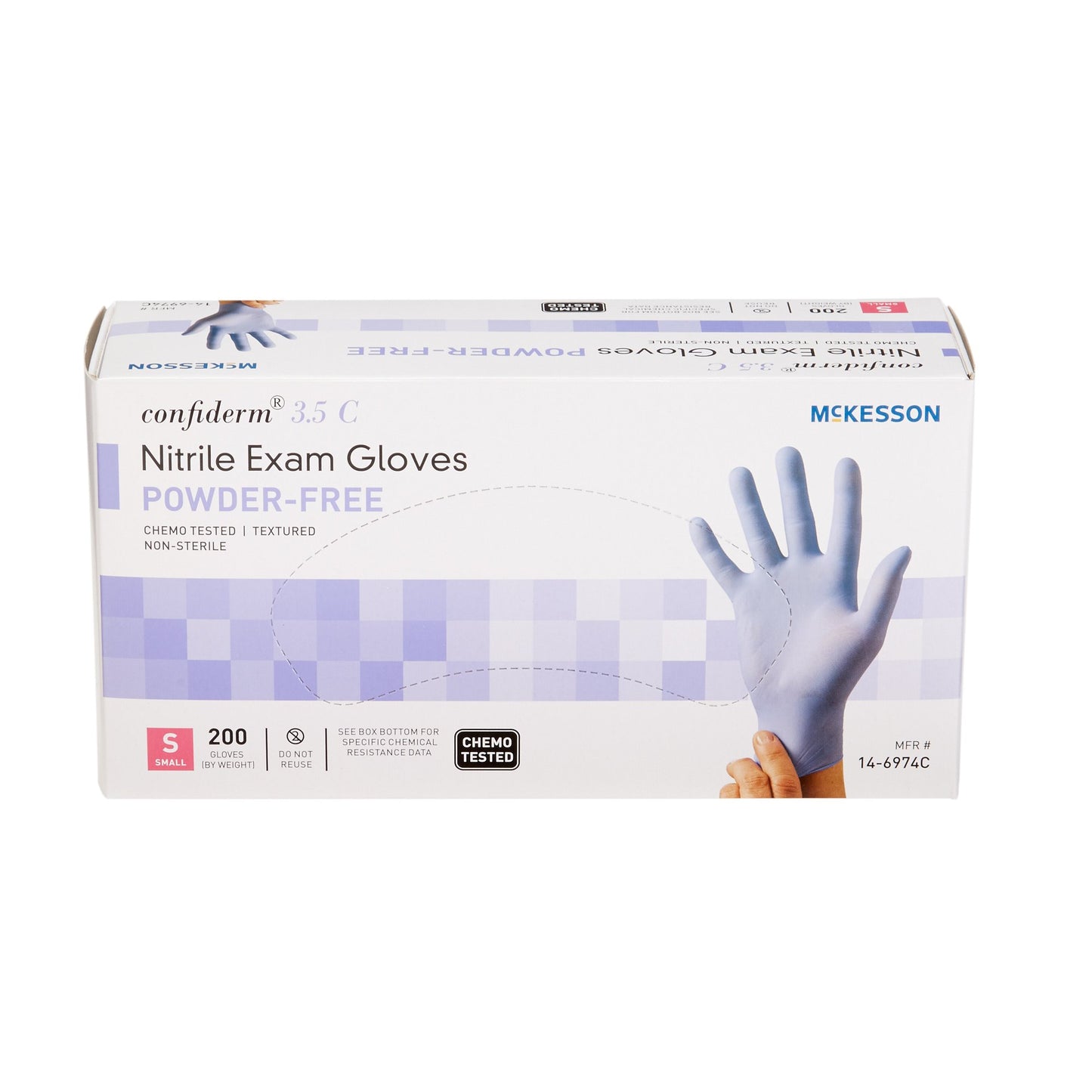 McKesson Confiderm® 3.5C Nitrile Exam Glove, Small, Blue 14-6974C
